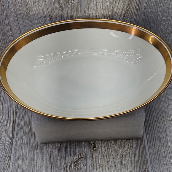 Fitz and Floyd Renaissance Black and Gold Oval Vegetable Serving Bowl Vintage - Picture 4 of 10